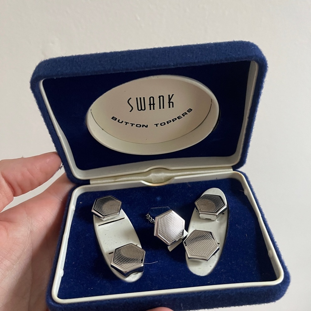 Vintage Swank Silver Button Toppers